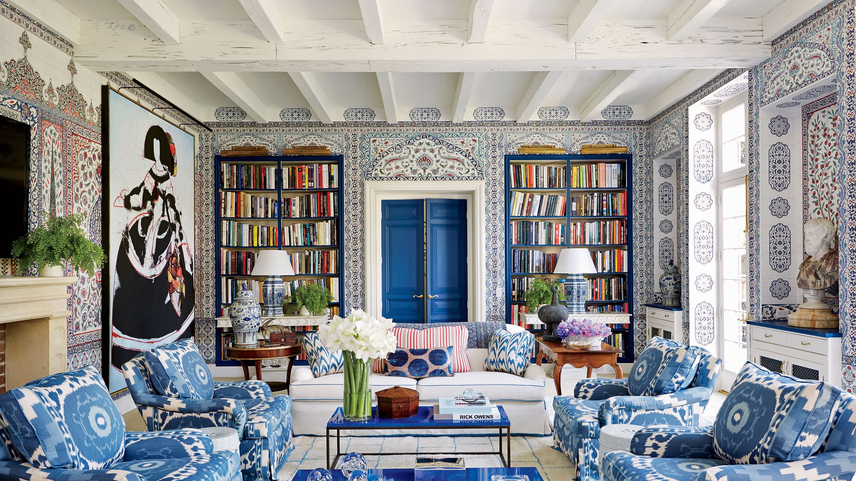 Luxury interior with designer wallpaper